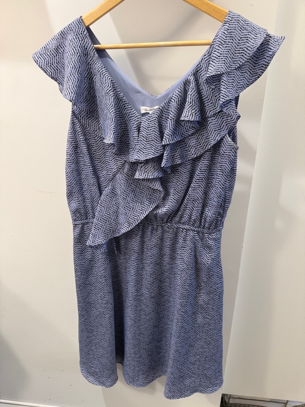 BCBGeneration Light Blue Dress with Black Chevron Stripes